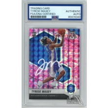 Tyrese Maxey 2020-21 Panini Mosaic Camo Pink RC Auto Card PSA/DNA Authentic (White)