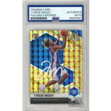 Tyrese Maxey 2020-21 Panini Mosaic Gold RC Auto Card PSA/DNA Authentic (White)