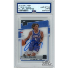 Tyrese Maxey 2020-21 Panini Clearly Donruss Rated RC Auto Card PSA/DNA Authentic