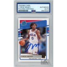 Tyrese Maxey 2020-21 Panini Donruss Rated Rookie Autograph Card #211 PSA/DNA