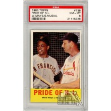 Willie Mays & Stan Musial 1963 Topps Pride Of N.L. Card #138 PSA 8 NM-MT