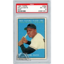 Willie Mays 1961 Topps MVP Card #482 PSA 6 EX-MT