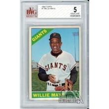 Willie Mays 1966 Topps Card #1 BVG 5 Excellent