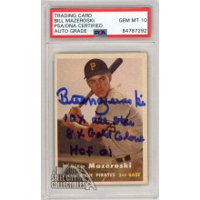 Bill Mazeroski 1957 Topps Autograph Rookie Card #24 PSA/DNA 10 (3 Inscriptions) (B)