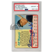 Bill Mazeroski 1962 Post Cereal Hand Cut Autograph Card #170 PSA/DNA 10