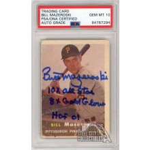 Bill Mazeroski 1957 Topps Baseball Autograph Rookie Card #24 PSA/DNA 10 (3 Inscriptions)