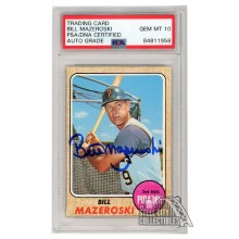 Bill Mazeroski 1968 Topps Autograph Card #390 PSA/DNA 10