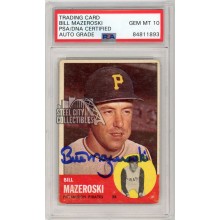 Bill Mazeroski 1963 Topps Baseball Autograph Card #323 PSA/DNA 10
