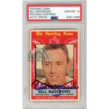 Bill Mazeroski 1959 Topps Baseball Sporting News Autograph Card #555 PSA/DNA 10
