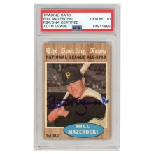 Bill Mazeroski 1962 Topps National League All-Star Autograph Card #391 PSA/DNA 10