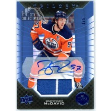 Connor McDavid 2019-20 Upper Deck Trilogy Blue Patch Autograph Card #1 4/5