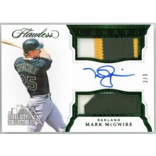 Mark McGwire 2019 Panini Flawless Greats Emerald Dual Patch Autograph Card #GDMA-MM 3/3