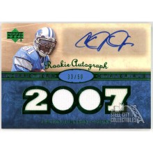 Calvin Johnson 2007 Upper Deck Premier Green Rookie Patch Auto Card #139 33/50