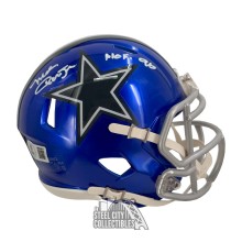 Mel Renfro HOF 96 Autographed Dallas Cowboys Flash Mini Football Helmet - BAS