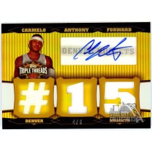 Carmelo Anthony 2006-07 Topps Triple Threads Triple Relic Autograph Card 4/9
