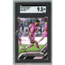 Lionel Messi 2024 Topps Now MLS 1st MLS Hat Trick Black Card #147 63/99 SGC 9.5