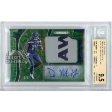 DK Metcalf 2019 Panini Certified Freshman Fabric Mirror Green Etch Rookie Patch Autograph Card #208 2/3 BGS 9.5