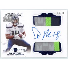 DK Metcalf 2019 Panini Flawless Sapphire Rookie Dual Patch Autograph Card #DPA-DK 6/10