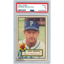 George Metkovich 1952 Topps Baseball Card #310 PSA 5 EX