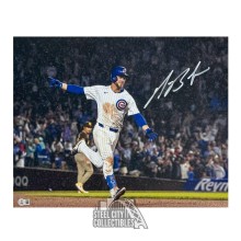 Michael Busch Autographed Chicago Cubs 16x20 Baseball Photo - BAS (Rain)