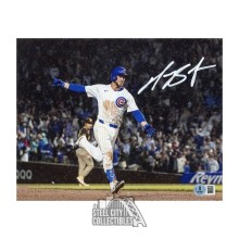 Michael Busch Autographed Chicago Cubs 8x10 Baseball Photo - BAS (Rain)