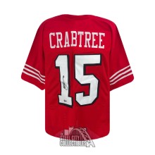 Michael Crabtree Autographed San Francisco Custom Red Football Jersey - BAS (Black Outlines)