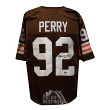 Michael D Perry Autographed Cleveland Brown Custom Football Jersey - BAS
