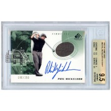 Phil Mickelson 2002 Upper Deck SP Game Used Shirt Autograph Card #80 180/250 BGS 9.5
