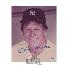Mickey Mantle Autographed New York Yankees 8x10 Baseball Photo - PSA/DNA LOA (Old Timers Day Close Up)
