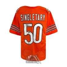 Mike Singletary HOF 98 Autographed Chicago Custom Orange Football Jersey - BAS (5 Signed)