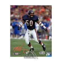 Mike Singletary Autographed Chicago Football 8x10 Photo Orange Ink - BAS
