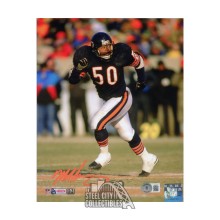 Mike Singletary Running Autographed 8x10 Orange Ink- BAS