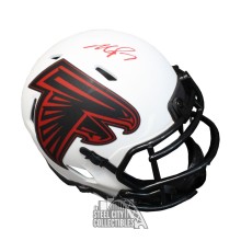Michael Vick Autographed Atlanta Lunar Eclipse Mini Football Helmet Red Ink - BAS