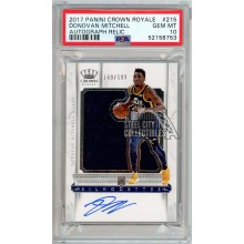 Donovan Mitchell 2017-18 Panini Crown Royale Silhouettes Rookie Jersey Autograph Card #215 169/199 PSA 10