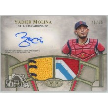 Yadier Molina 2021 Topps Tier One Dual Relic Autograph Card #T1ADR-YM 21/25