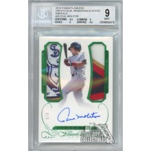Paul Molitor 2016 Panini Flawless Greats Emerald Dual Patch Autograph Card #GD-PMM 4/5 BGS 9