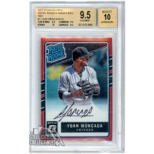 READ Yoan Moncada 2017 Panini Donruss Optic Red Rated Rookie Autograph Card #RRS-YM 14/25 BGS 9.5 AUTO 10