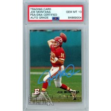 Joe Montana 1994 Topps Bowman Autograph Card #100 PSA/DNA 10 (Light Blue)