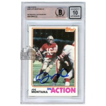 Joe Montana 1982 Topps In Action Autograph Card #489 BAS 10