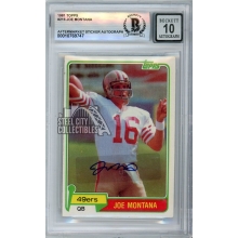Joe Montana 1981 Topps Football Autograph Rookie Card #216 BAS 10 (Sticker)