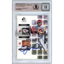 Joe Montana 1999 Upper Deck SP Signature Autograph Card #J10 BAS 10