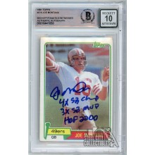 Joe Montana 1981 Topps 3 Inscriptions Autograph Rookie Card #216 BAS 10 (Chipped)
