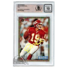 Joe Montana 1993 Bowman Foil Autograph Card #200 BAS 10 (Yellow)