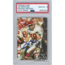 Joe Montana 1995 Collector's Edge Excalibur Stone Autograph Card #107 PSA/DNA 10