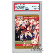 Joe Montana 1990 Pro Set Passing Leader Autograph Card #8 PSA/DNA 10