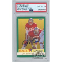 Joe Montana 1991 Fleer League Leaders Autograph Card #408 PSA/DNA 10