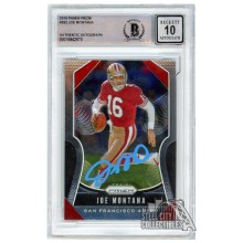 Joe Montana 2019 Panini Prizm Autograph Card #292 BAS 10 (Light Blue)