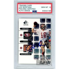 Joe Montana 1999 Upper Deck SP Signature Edition Autograph Card #J2 PSA/DNA 10