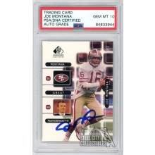 Joe Montana 1999 Upper Deck SP Signature Edition Autograph Card #J5 PSA/DNA 10