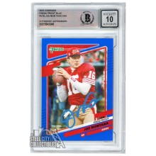 Joe Montana 2021 Panini Donruss Press Proof Blue Variation Autograph Card #57 BAS 10 (Light Blue)